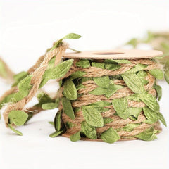 16ft DIY Burlap Leaf Ribbon Natural Jute Twine Green Leaves for Crafts