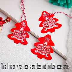 25pcs Christmas Tree Shape Red Green Hangtags Small Cards Message Cards