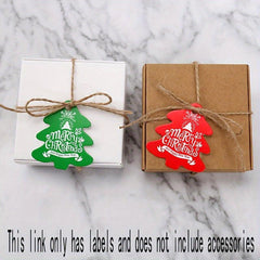 25pcs Christmas Tree Shape Red Green Hangtags Small Cards Message Cards