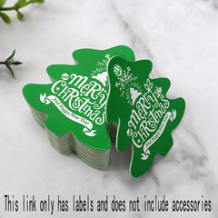 25pcs Christmas Tree Shape Red Green Hangtags Small Cards Message Cards