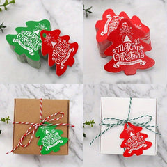 25pcs Christmas Tree Shape Red Green Hangtags Small Cards Message Cards