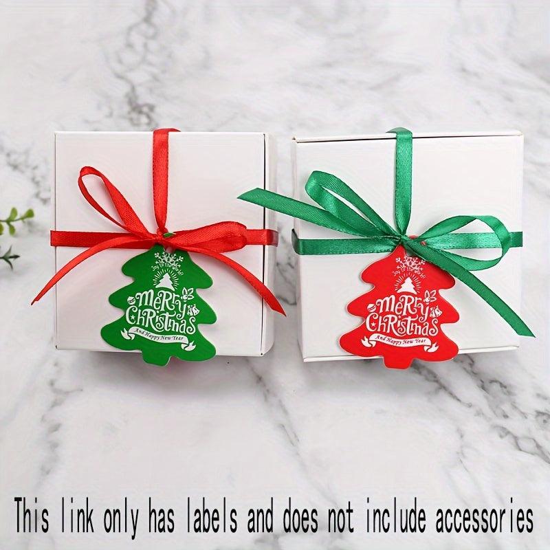 25pcs Christmas Tree Shape Red Green Hangtags Small Cards Message Cards
