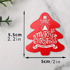 25pcs Christmas Tree Shape Red Green Hangtags Small Cards Message Cards