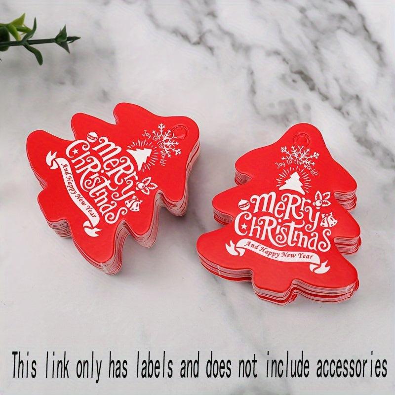 25pcs Christmas Tree Shape Red Green Hangtags Small Cards Message Cards