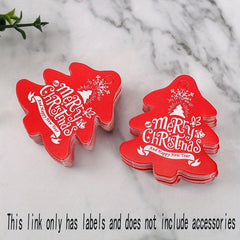 25pcs Christmas Tree Shape Red Green Hangtags Small Cards Message Cards