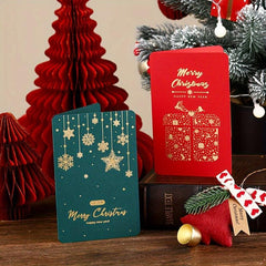 4pcs Retro Christmas Hot Stamping Greeting Cards Blessing Message Cards
