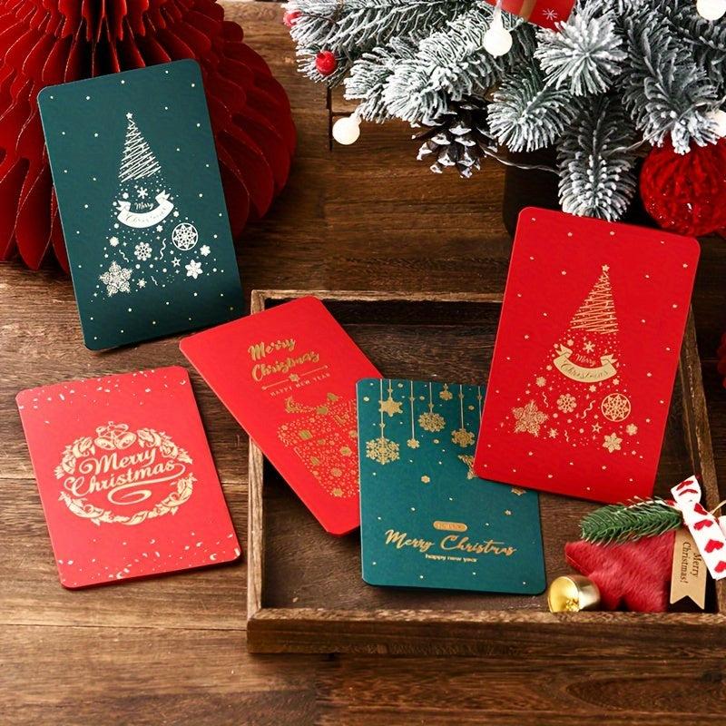 4pcs Retro Christmas Hot Stamping Greeting Cards Blessing Message Cards