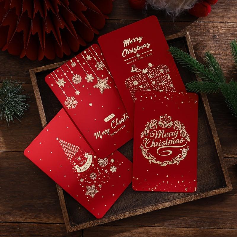 4pcs Retro Christmas Hot Stamping Greeting Cards Blessing Message Cards