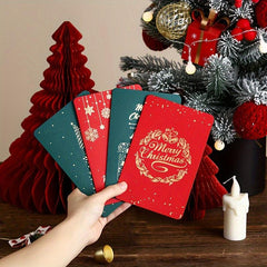 4pcs Retro Christmas Hot Stamping Greeting Cards Blessing Message Cards
