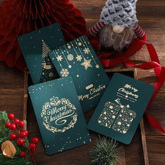 4pcs Retro Christmas Hot Stamping Greeting Cards Blessing Message Cards