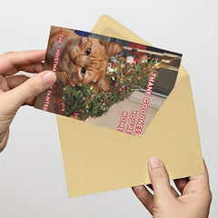 Christmas Tree Falling Card Angry Cat Attitude for Cat Lover