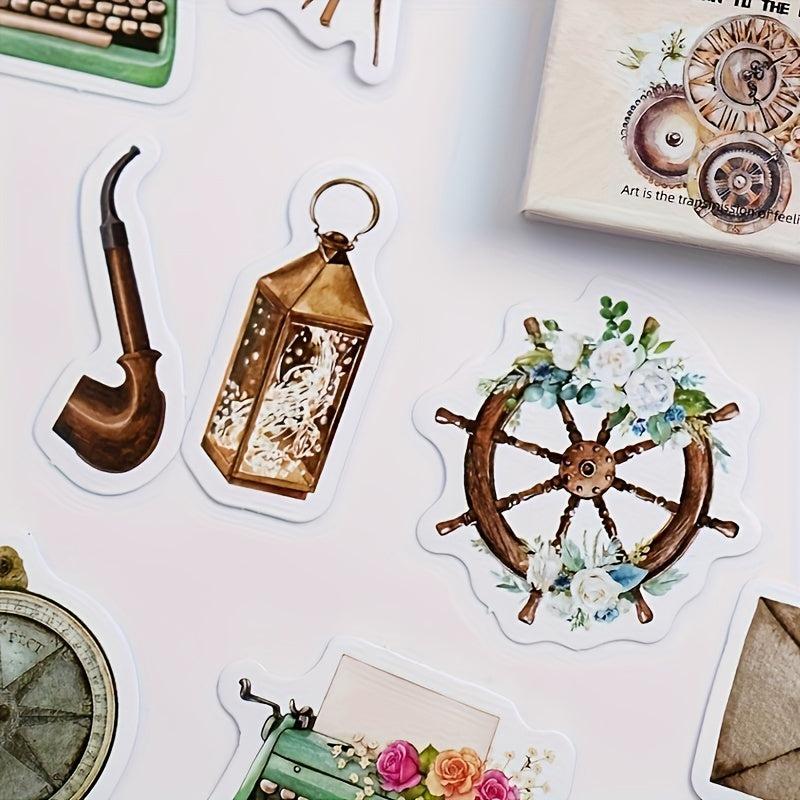 46pcs Art Retro Items Sticker Scrapbook Label Diary Decoration Manual