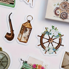 46pcs Art Retro Items Sticker Scrapbook Label Diary Decoration Manual