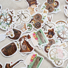 46pcs Art Retro Items Sticker Scrapbook Label Diary Decoration Manual
