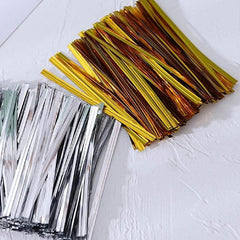 100pcs Metal Cable Ties Sealing Gift Tie Decorative Golden Wire Rope Bread