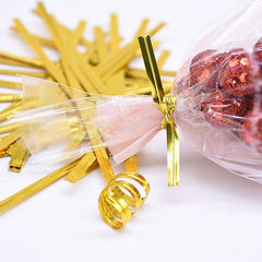 100pcs Metal Cable Ties Sealing Gift Tie Decorative Golden Wire Rope Bread