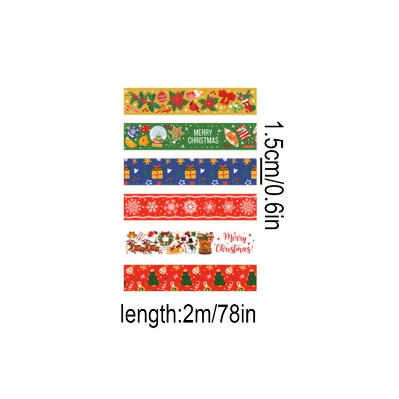 6 Rolls Christmas Washi Tape Set - Festive Holiday Decorative Tape