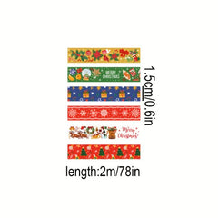 6 Rolls Christmas Washi Tape Set - Festive Holiday Decorative Tape