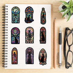 50 Pcs Gothic Cat Stickers Pack for Adults Teens Goth Spooky Scary Stickers