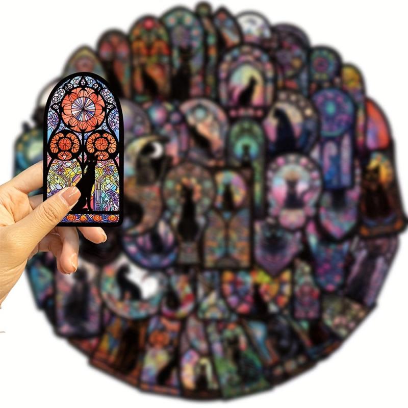 50 Pcs Gothic Cat Stickers Pack for Adults Teens Goth Spooky Scary Stickers