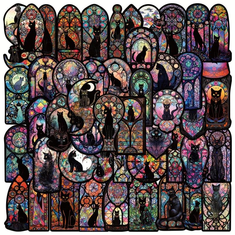 50 Pcs Gothic Cat Stickers Pack for Adults Teens Goth Spooky Scary Stickers