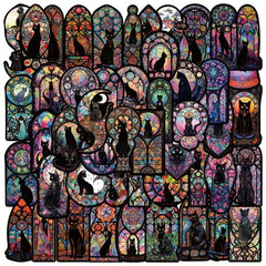50 Pcs Gothic Cat Stickers Pack for Adults Teens Goth Spooky Scary Stickers