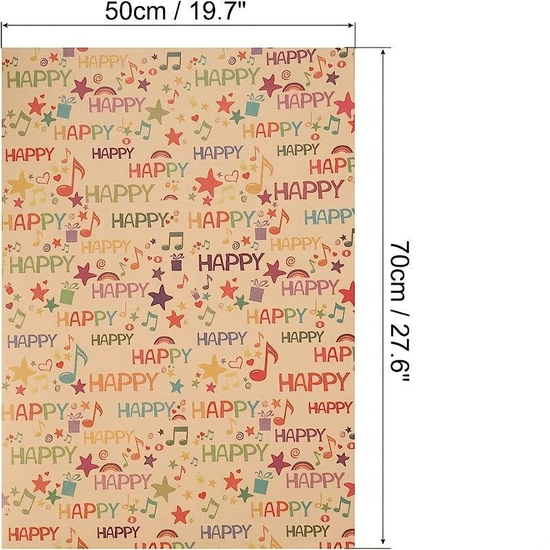 3pcs Birthday Wrapping Paper Sheet Happy Birthday Patterns Gift Wrap 50x71cm