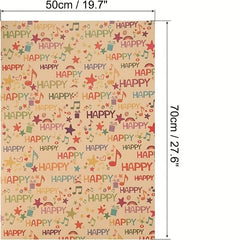 3pcs Birthday Wrapping Paper Sheet Happy Birthday Patterns Gift Wrap 50x71cm