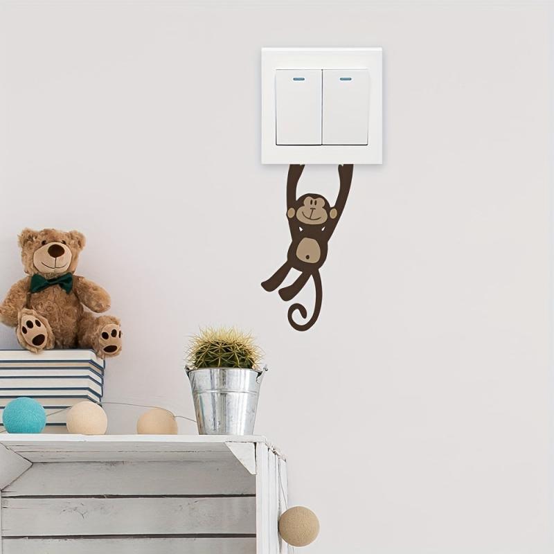 Cartoon Monkey Wall Sticker Self Adhesive Switch Decoration