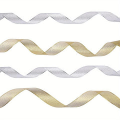 Golden & Silvery Gift Wrapping Ribbon Holiday Decoration Christmas Gift