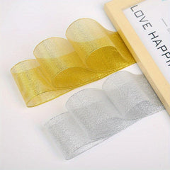 Golden & Silvery Gift Wrapping Ribbon Holiday Decoration Christmas Gift