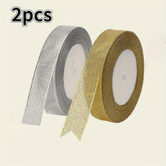 Golden & Silvery Gift Wrapping Ribbon Holiday Decoration Christmas Gift