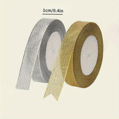 Golden & Silvery Gift Wrapping Ribbon Holiday Decoration Christmas Gift