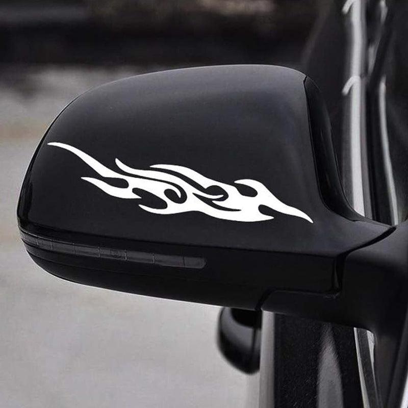 2pcs Flame Pattern Car Rearview Mirror Sticker Reflective Body Bumper Sticker