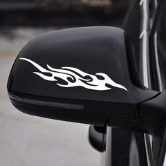 2pcs Flame Pattern Car Rearview Mirror Sticker Reflective Body Bumper Sticker