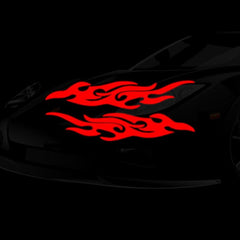 2pcs Flame Pattern Car Rearview Mirror Sticker Reflective Body Bumper Sticker