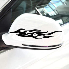 2pcs Flame Pattern Car Rearview Mirror Sticker Reflective Body Bumper Sticker