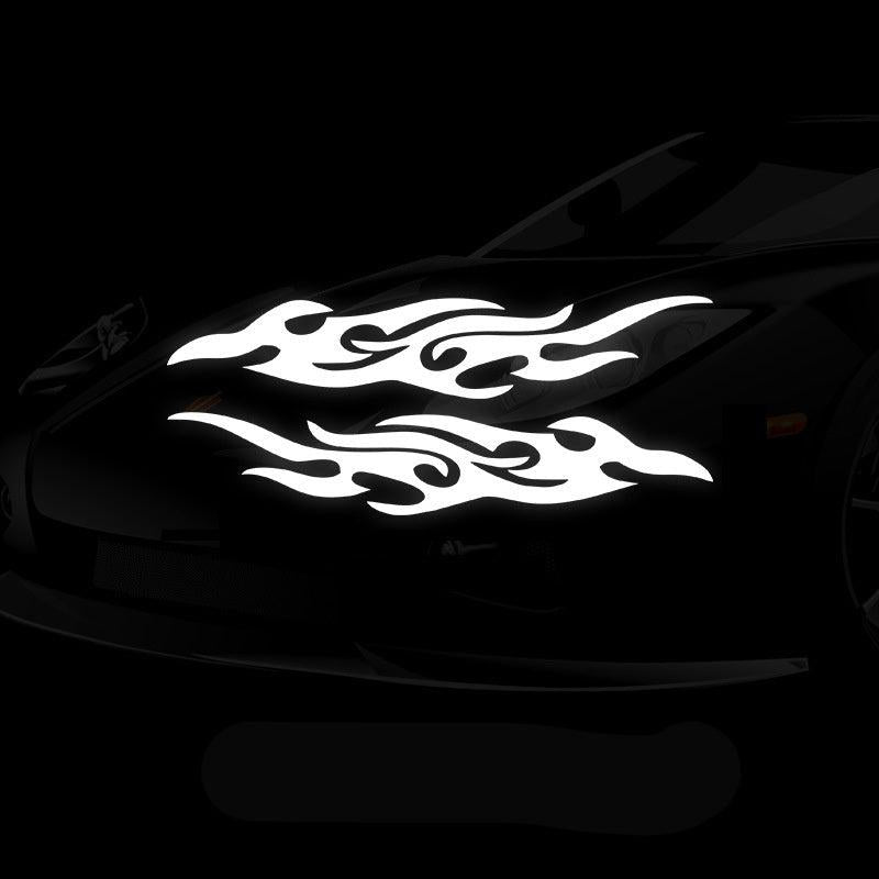 2pcs Flame Pattern Car Rearview Mirror Sticker Reflective Body Bumper Sticker