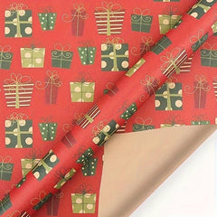 Christmas Wrapping Paper Set with Cowhide Rope and Double-Sided Tape