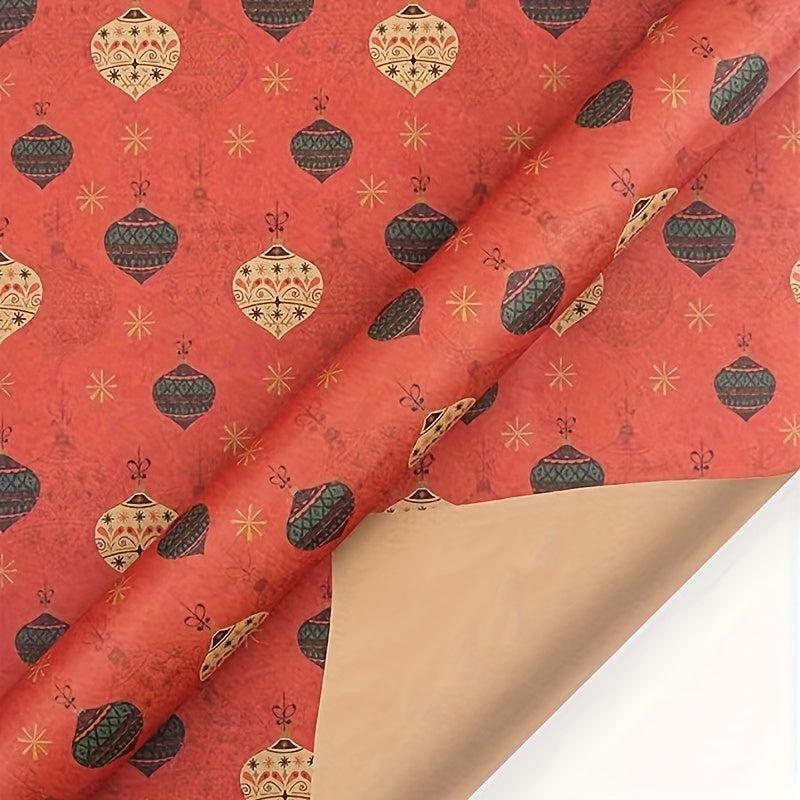 Christmas Wrapping Paper Set with Cowhide Rope and Double-Sided Tape