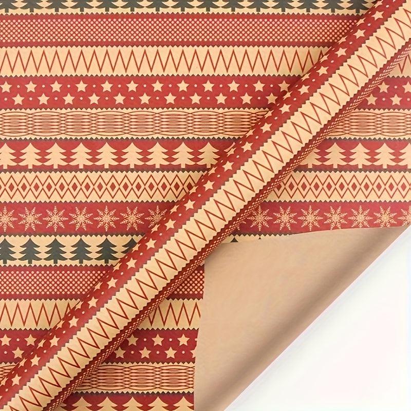 Christmas Wrapping Paper Set with Cowhide Rope and Double-Sided Tape