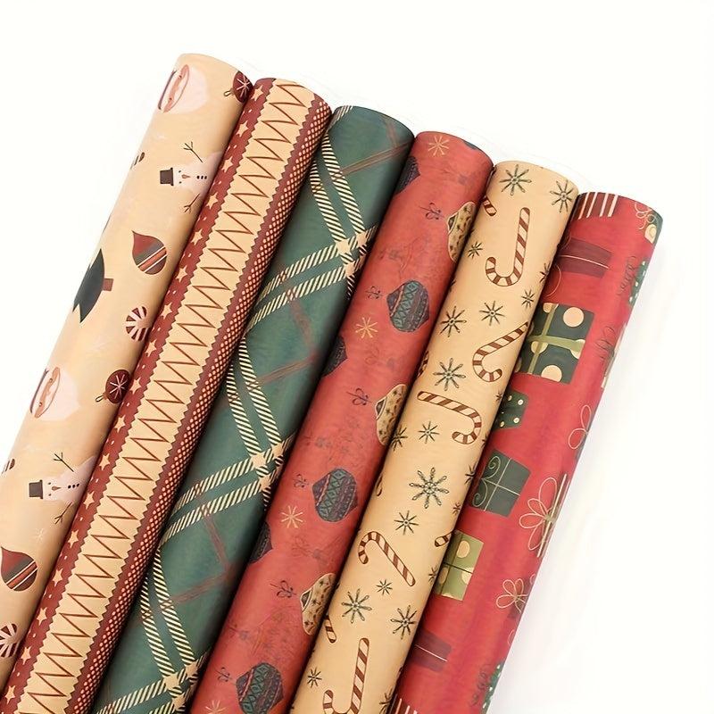 Christmas Wrapping Paper Set with Cowhide Rope and Double-Sided Tape