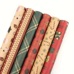Christmas Wrapping Paper Set with Cowhide Rope and Double-Sided Tape