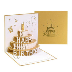 3D Happy Birthday Card Foldable Gift Blessing Cake Holiday Pop Up Greeting