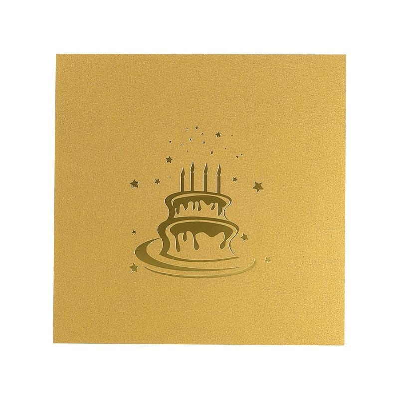3D Happy Birthday Card Foldable Gift Blessing Cake Holiday Pop Up Greeting
