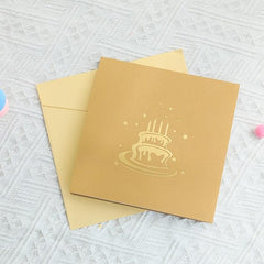 3D Happy Birthday Card Foldable Gift Blessing Cake Holiday Pop Up Greeting