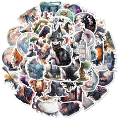 50 Pcs Halloween Witchy Stickers Gothic Waterproof Vinyl Pack