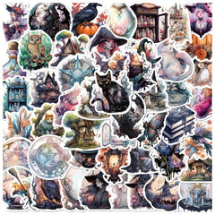 50 Pcs Halloween Witchy Stickers Gothic Waterproof Vinyl Pack
