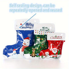 12pcs Christmas Socks Gift Bags Self-Sealing Packaging