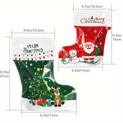 12pcs Christmas Socks Gift Bags Self-Sealing Packaging
